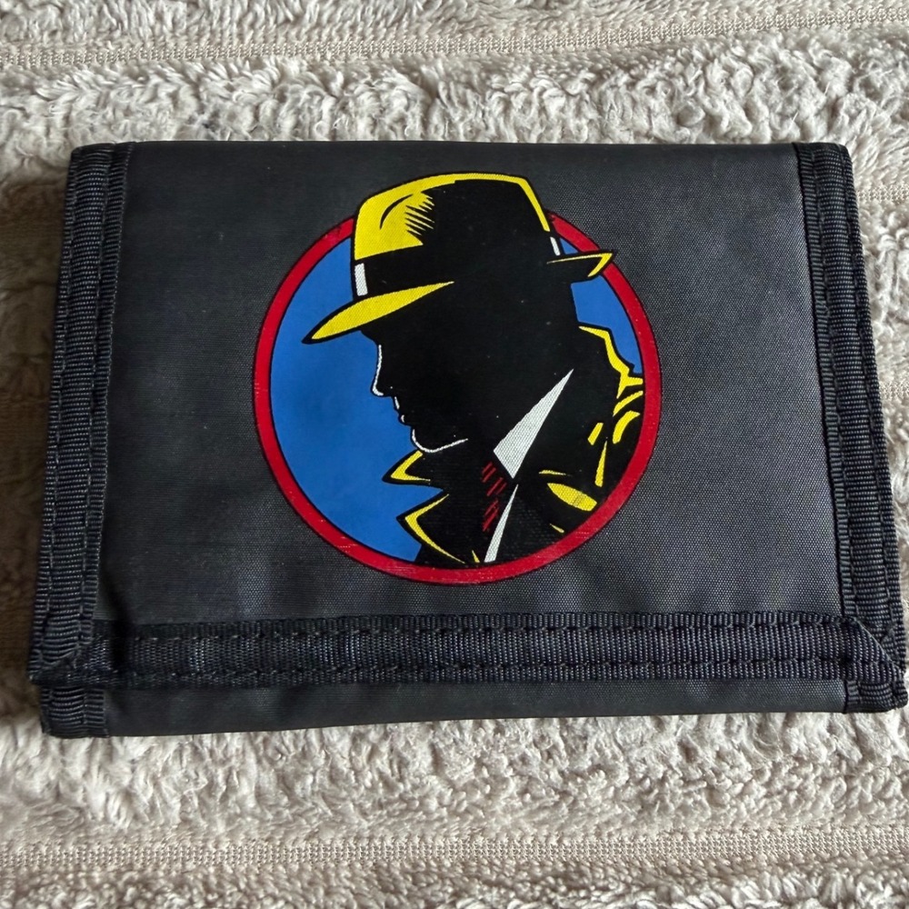 Vintage Dick Tracy Disney RGA Black Nylon Tri-Fold Wallet Retro 90s Movie Promo